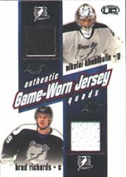 2002-03 Pacific Heads Up Quad Jerseys #25 Nikolai Khabibulin/Brad Richards/Valeri Bure/Roberto Luongo