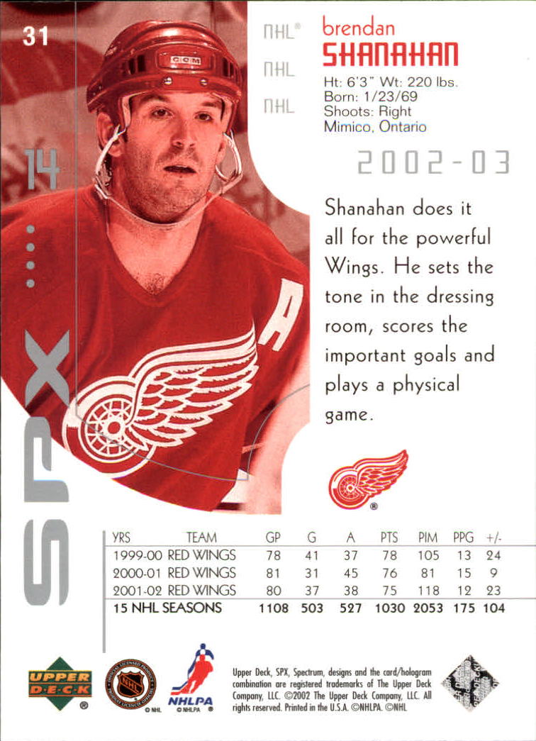 2002-03 SPx #31 Brendan Shanahan back image