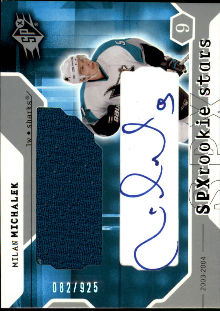 2003-04 SPx #210 Milan Michalek JSY AU/925 RC