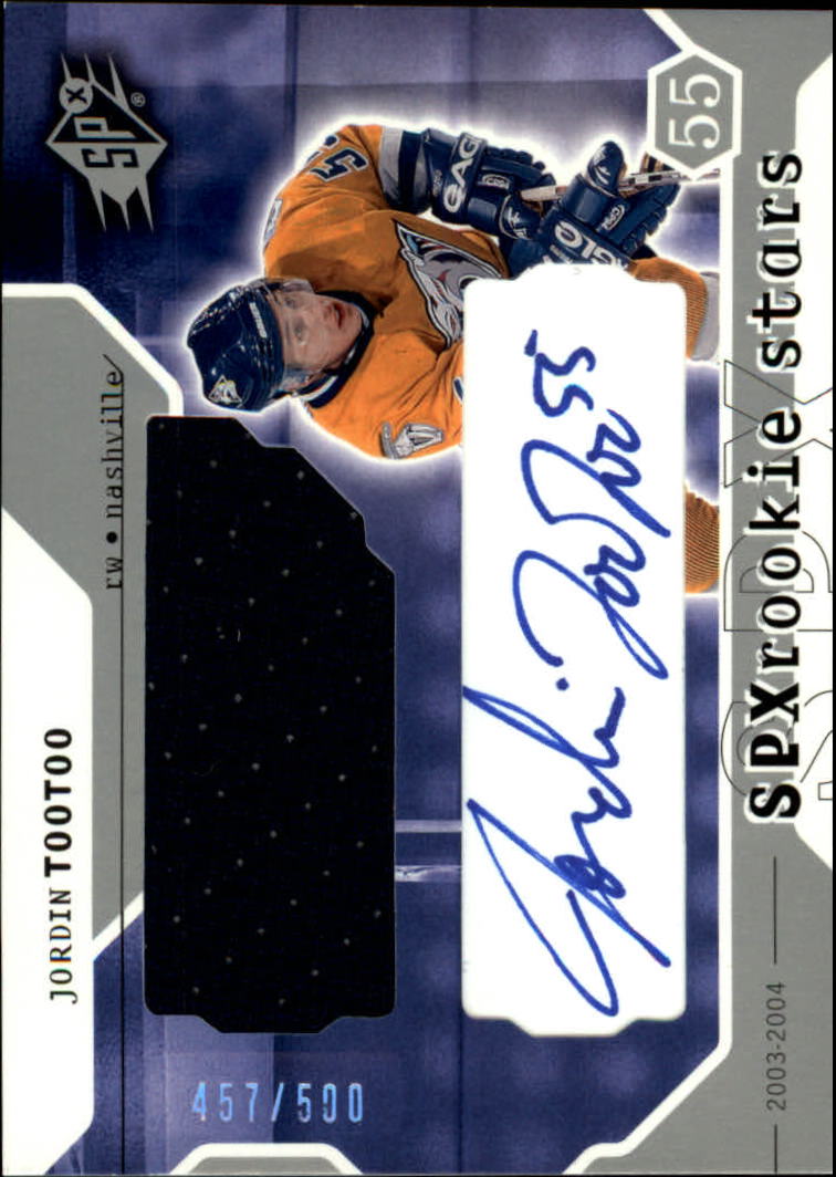 2003-04 SPx #226 Jordin Tootoo JSY AU/500 RC