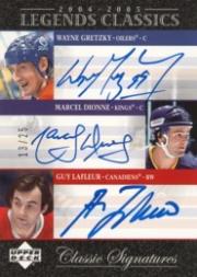 2004-05 UD Legends Classics Signatures #TC14 Wayne Gretzky/Marcel Dionne/Guy Lafleur