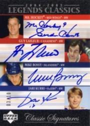 2004-05 UD Legends Classics Signatures #QC2 Gordie Howe/Guy Lafleur/Mike Bossy/Jari Kurri