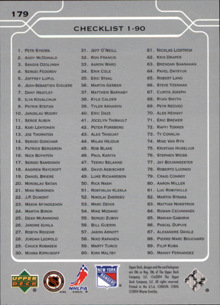 2004-05 Upper Deck #179 Wayne Gretzky CL back image
