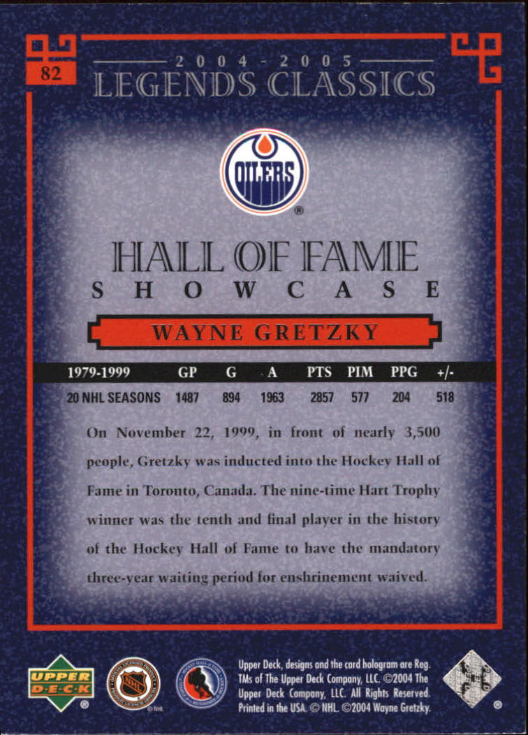 2004-05 UD Legends Classics #82 Wayne Gretzky back image