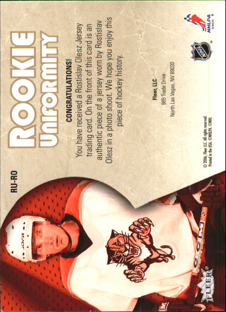 2005-06 Ultra Rookie Uniformity Jerseys #RURO Rostislav Olesz back image