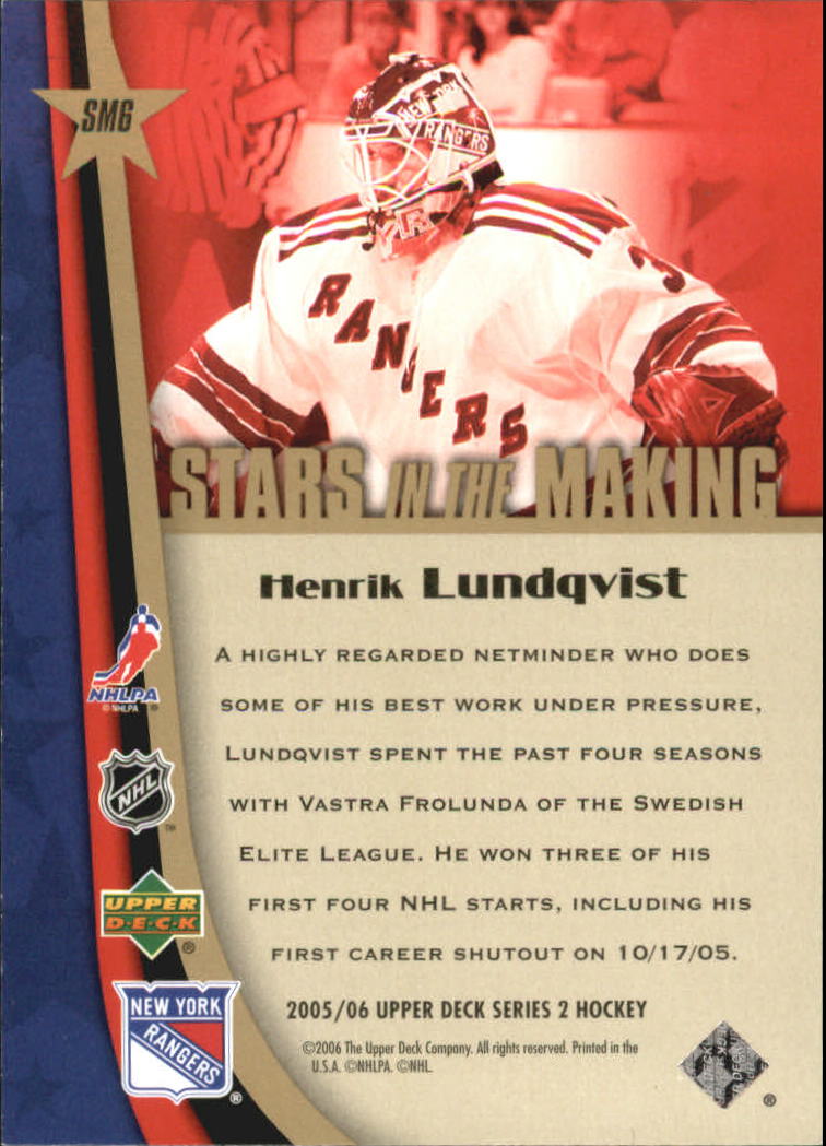 2005-06 Upper Deck Stars in the Making #SM6 Henrik Lundqvist back image