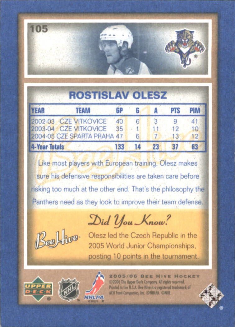 2005-06 Beehive Blue  #105 Rotislav Olesz back image