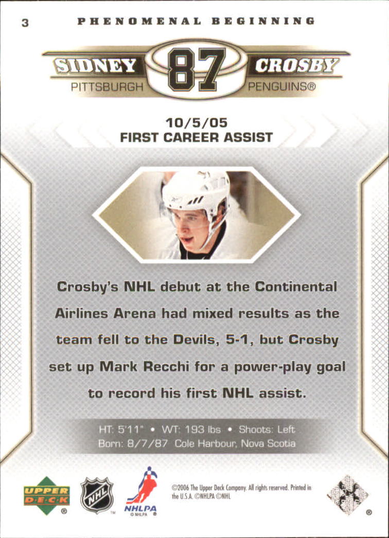 2005-06 UD Phenomenal Beginnings #3 Sidney Crosby back image