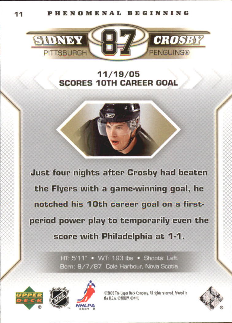 2005-06 UD Phenomenal Beginnings #11 Sidney Crosby back image