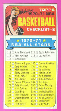 1970-71 Topps #101B Checklist 111-175/(1970-71 in white)