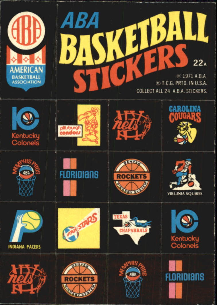 1971-72 Topps Trios #22A ABA Team DP/Logo Stickers