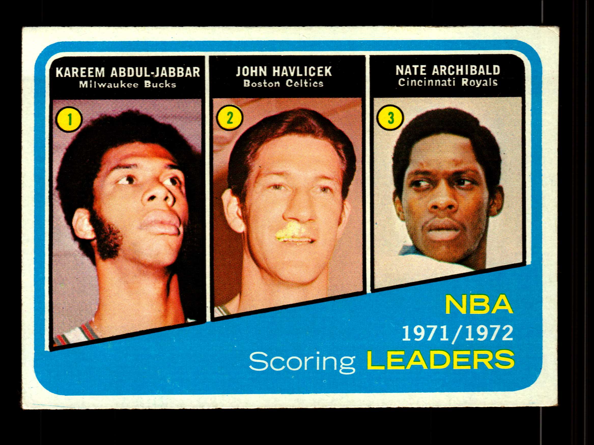 1972-73 Topps #171 Kareem Abdul-Jabbar/John Havlicek/Nate Archibald LL