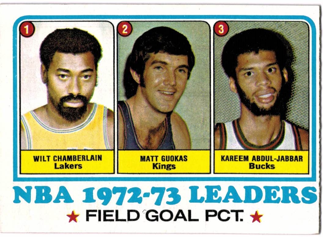 1973-74 Topps #155 Wilt Chamberlain/Matt Guokas/Kareem Abdul-Jabbar LL