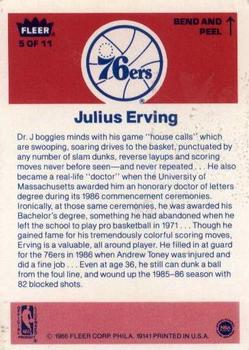 1986-87 Fleer Stickers #5 Julius Erving back image
