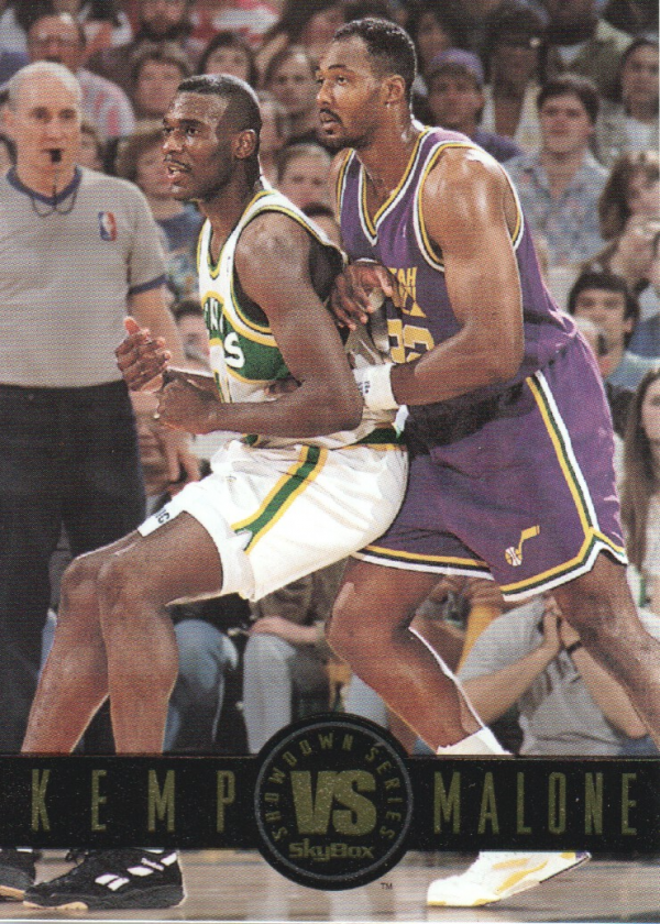 1993-94 SkyBox Premium Showdown Series #SS7 Shawn Kemp/Karl Malone