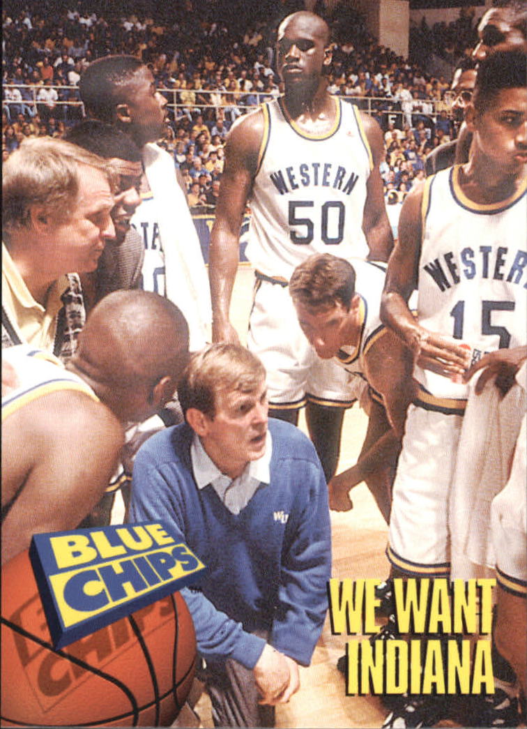 1994 SkyBox Premium Blue Chips #39 We want Indiana/(O'Neal in huddle)