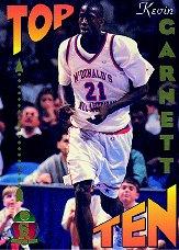 1995 Signature Rookies Prime Top 10 #TT5 Kevin Garnett