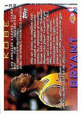 1996-97 Topps #138 Kobe Bryant RC back image