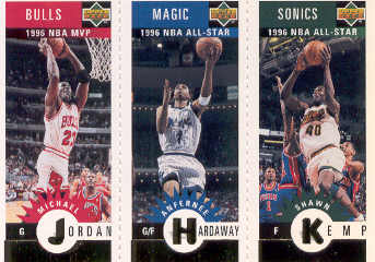 1996-97 Collector's Choice Mini-Cards Gold #M78 Michael Jordan/Anfernee Hardaway/Shawn Kemp