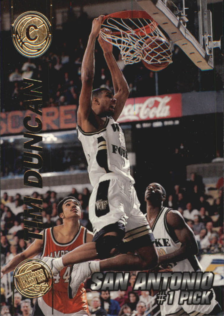 1997 Press Pass Double Threat #1 Tim Duncan