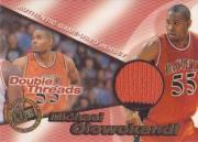 1998 Press Pass Double Threat Double Thread Jerseys #DT2 Michael Olowokandi/Tim Duncan