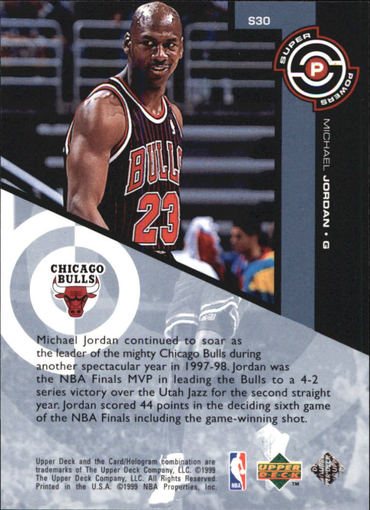 1998-99 Upper Deck Super Powers #PS30 Michael Jordan back image