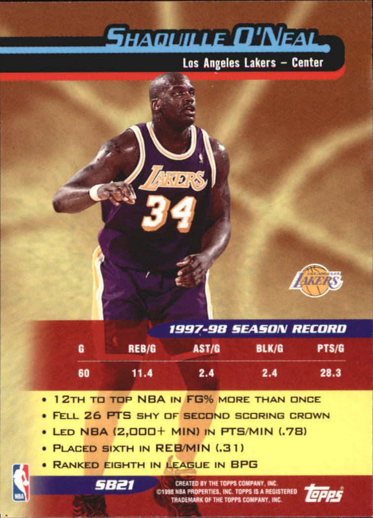 1998-99 Topps Season's Best #SB21 Shaquille O'Neal back image