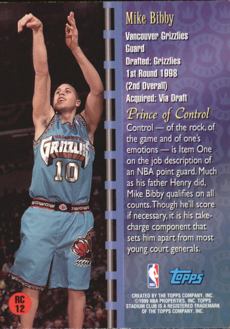 1998-99 Stadium Club Royal Court #RC12 Mike Bibby back image