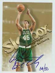 1998-99 SkyBox Premium Autographics Blue #32 Andrew DeClercq