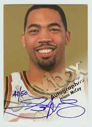 1998-99 SkyBox Premium Autographics Blue #82 Jelani McCoy