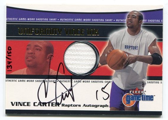2000-01 Fleer Game Time Uniformity #GUVI Vince Carter AU/150