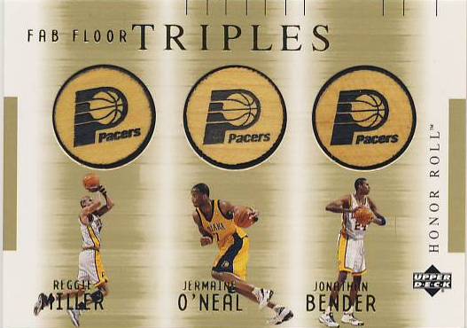 2001-02 Upper Deck Honor Roll Fab Floor Triples #5 Reggie Miller/Jermaine O'Neal/Johnathon Bender front image