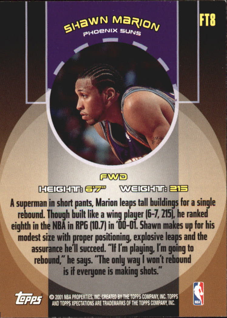 2001-02 Topps Xpectations Forward Thinking #FT8 Shawn Marion back image