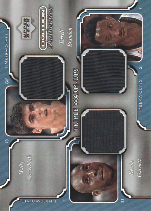 2002-03 Upper Deck Ovation Authentics Warm-Ups Triple #GSB Kevin Garnett/Wally Szczerbiak/Terrell Brandon