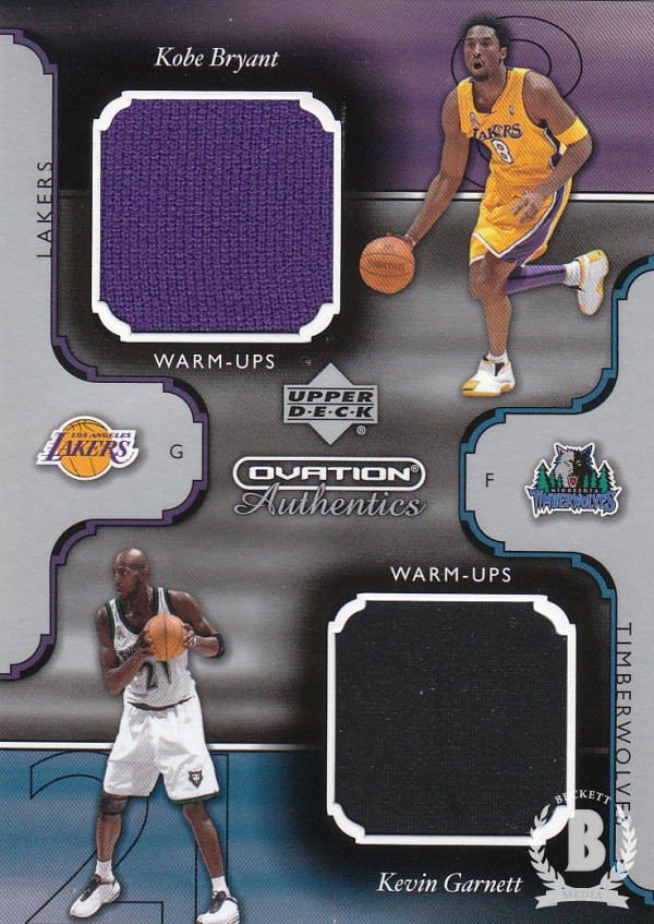 2002-03 Upper Deck Ovation Authentics Warm-Ups Dual #KB/KG Kobe Bryant/Kevin Garnett