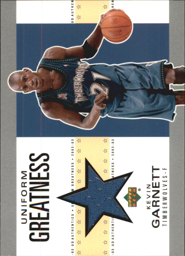 2002-03 UD Authentics Uniform Greatness #KGU Kevin Garnett