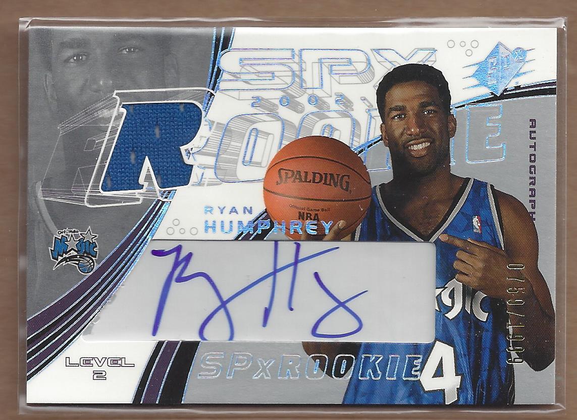 2002-03 SPx #117 Ryan Humphrey JSY AU RC