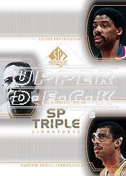 2002-03 SP Authentic SP Triple Signatures #DRBRKA Kareem Abdul-Jabbar/Julius Erving/Bill Russell