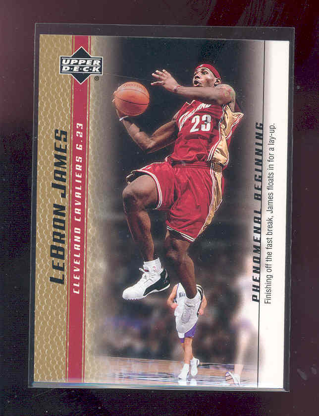 2003-04 Upper Deck Phenomenal Beginning LeBron James Gold #7 LeBron James/Finishing off the fast