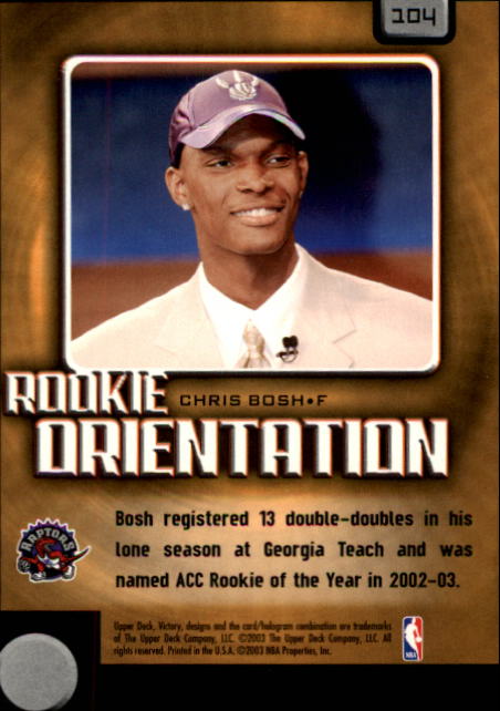 2003-04 Upper Deck Victory #104 Chris Bosh RC back image