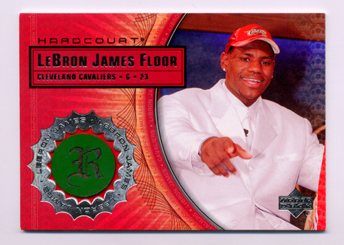 2003-04 Upper Deck Hardcourt LeBron James Floor #LB4 LeBron James/White Suit Red Hat