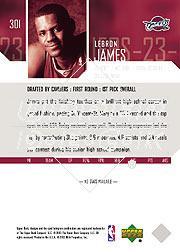 2003-04 Upper Deck #301 LeBron James RC back image