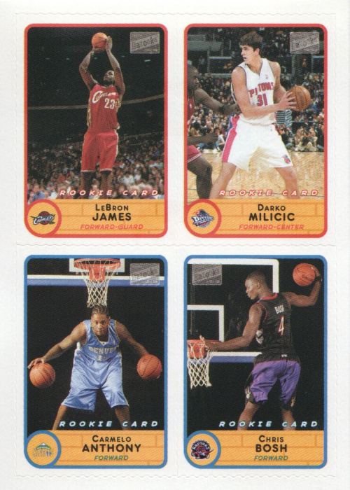 2003-04 Bazooka Four on One Stickers #50 LeBron James/Darko Milicic/Carmelo Anthony/Chris Bosh