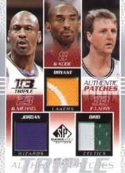 2003-04 SP Game Used Authentic Patches Triple #6 Michael Jordan/Kobe Bryant/Larry Bird