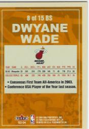 2003-04 Fleer Platinum Big Signs #8 Dwyane Wade back image