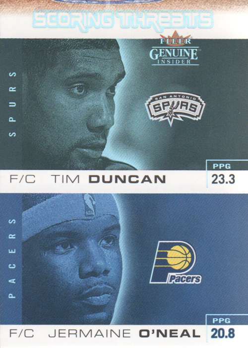 2003-04 Fleer Genuine Insider Scoring Threats #10 Tim Duncan/Jermaine O'Neal