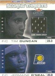2003-04 Fleer Genuine Insider Scoring Threats Game Used #10 Tim Duncan Jersey/Jermaine O'Neal