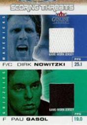 2003-04 Fleer Genuine Insider Scoring Threats Game Used Dual #5 Dirk Nowitzki/Pau Gasol