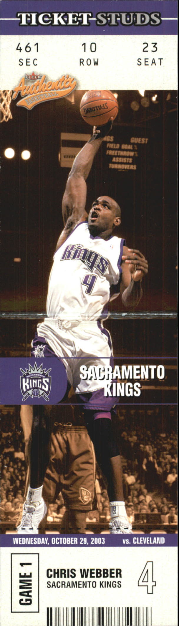 2003-04 Fleer Authentix Ticket Studs #4 Chris Webber