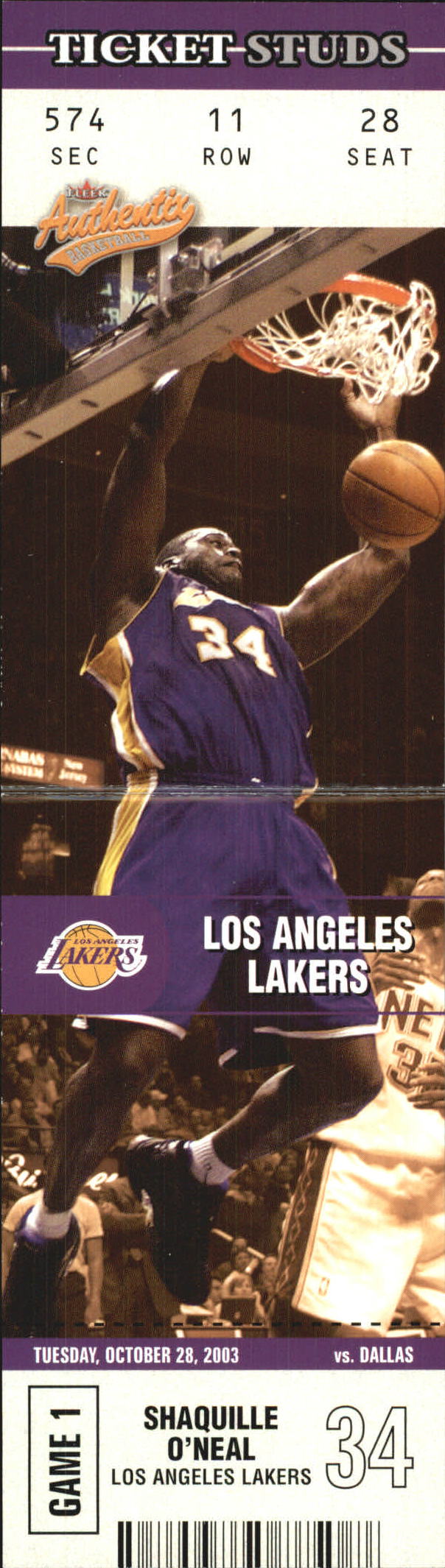 2003-04 Fleer Authentix Ticket Studs #8 Shaquille O'Neal